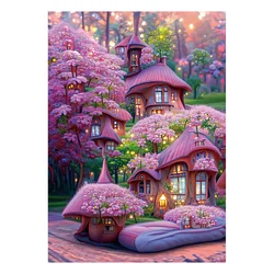 Garden Pink Cabin Landscape Cross Stitch 11CT 9CT DIY Embroidery Kit Living Room Decorative Painting Printed Needlework Pack Set