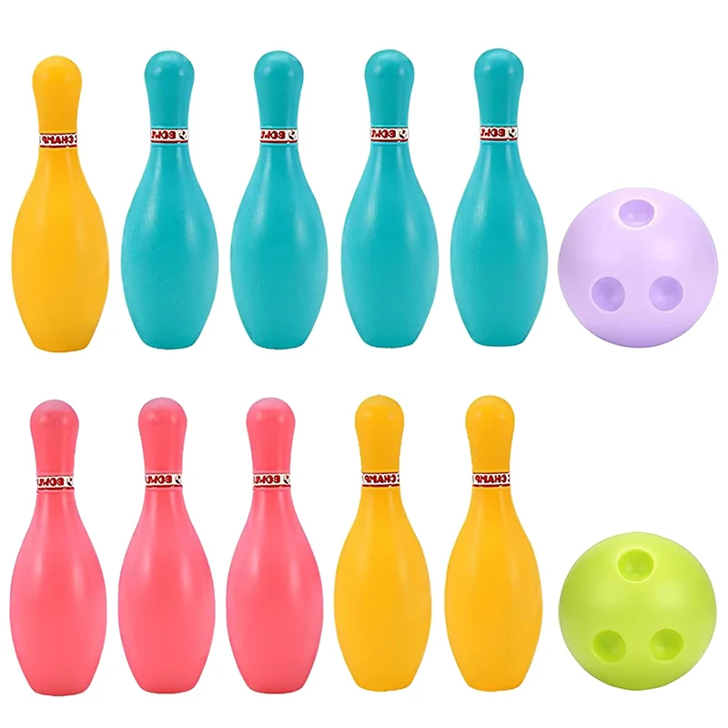 Bowling-Set, Kunststofffarbe, 2 Bälle und 10 Pins, Bowling-Spiele, Outdoor-Sport, Indoor-Übungsball, Gutterball, lustiges Bowling-Set TMZ – Detail 5