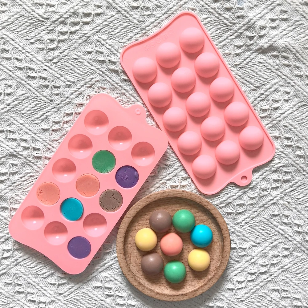 قالب سيليكون شبه دائري بـ 15 تجويفًا، يستخدم للحلوى والشوكولاتة والبسكويت وأدوات الخبز المصنوعة يدويًا في المطبخ