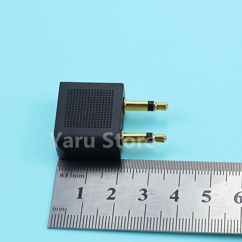 Yaru Store Dual 3.5mm Plug Adaptor Jack Audio Headphone Converter Adapter Headset Connector for Airline Airplane Travel Earphone