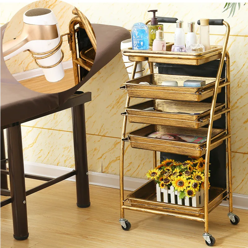   Salon Efficiency Hairdressing Organizer Cart Large Capacity Simple Cosmetologist Tool Trolley Functional Design Easy Access