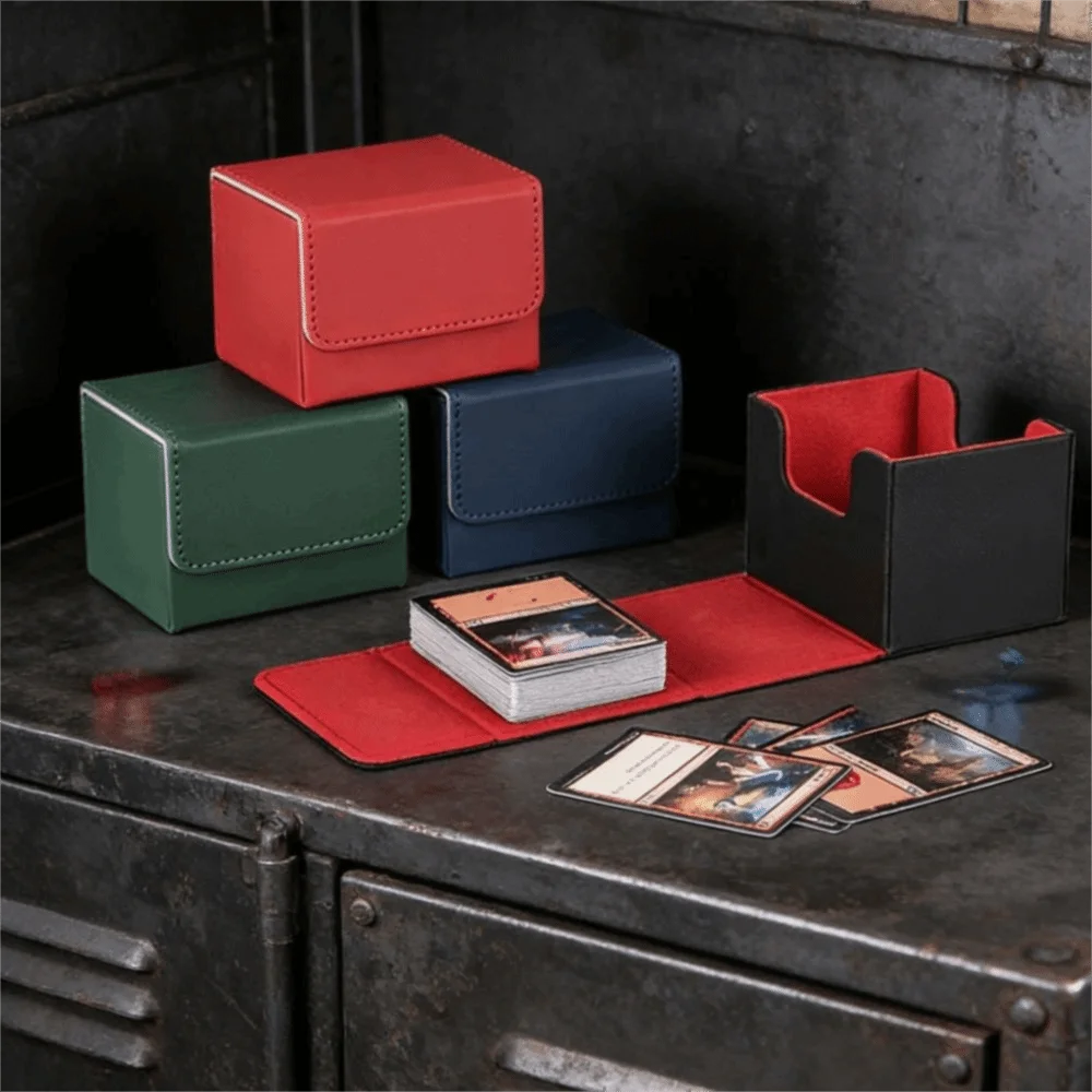 

Magnetic Trading Card Deck Box Fit 100 Single Sleeved Moisture-proof Game Cards Storage Box Flip Cover Stain-resistant