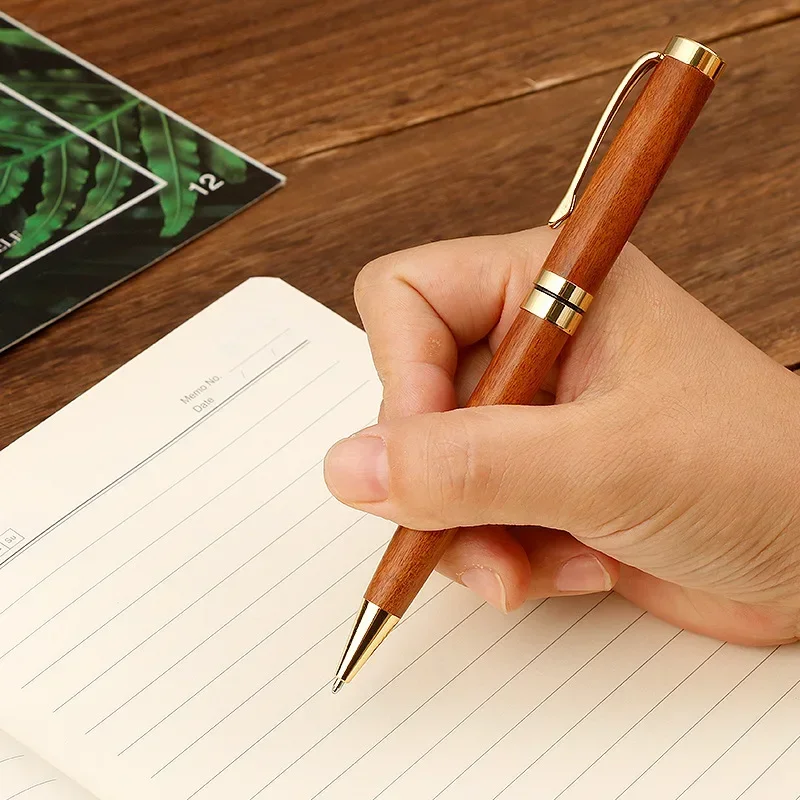 10PCS Brass Metal Wooden Ballpoint Pen Rotating Pen Oil Signature
