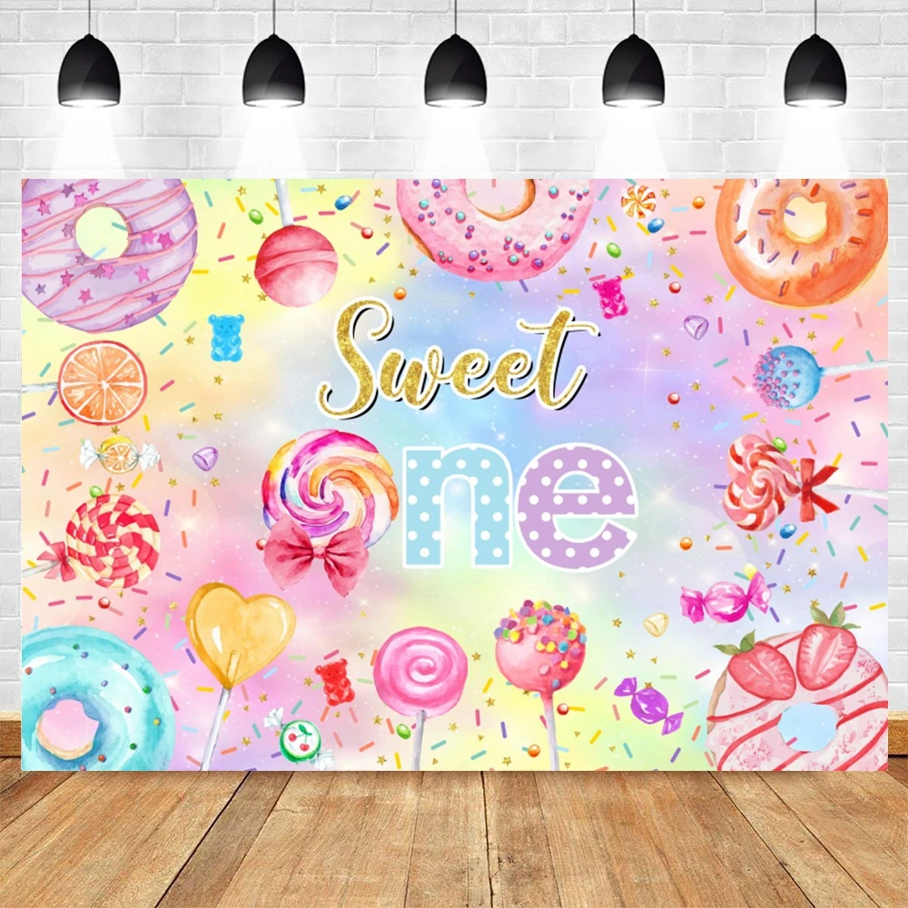 Sweet One Donuts 1st Birthday Party Backdrops Photography Baby Shower Candy Bar Background Portrait Photographic Photo Studio