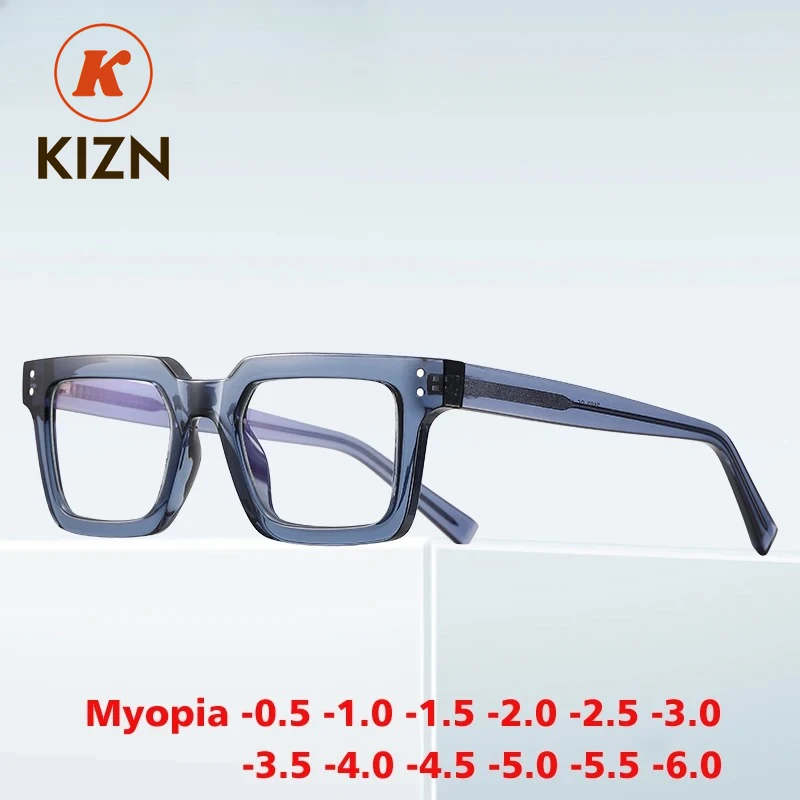 

KIZN Anti-Blue Light Myopia Glasses Small Frame Fashion Photochromic Women Men Prescription Custom Optics Eyewear -0.50 to -10