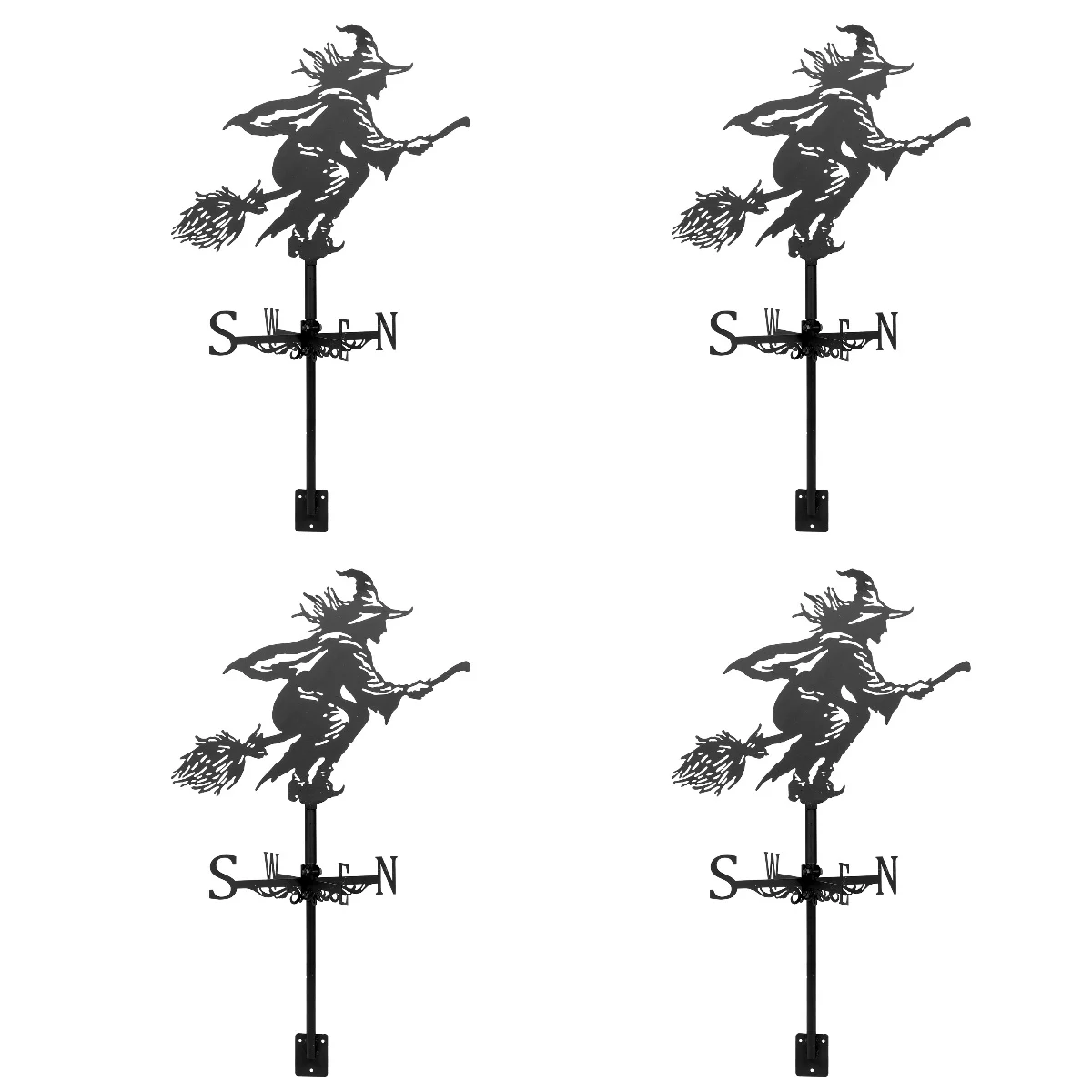 

4 Pack Witch Vane Wind Weathervane Roof Vanes for Sheds Direction Indicator Mount Halloween