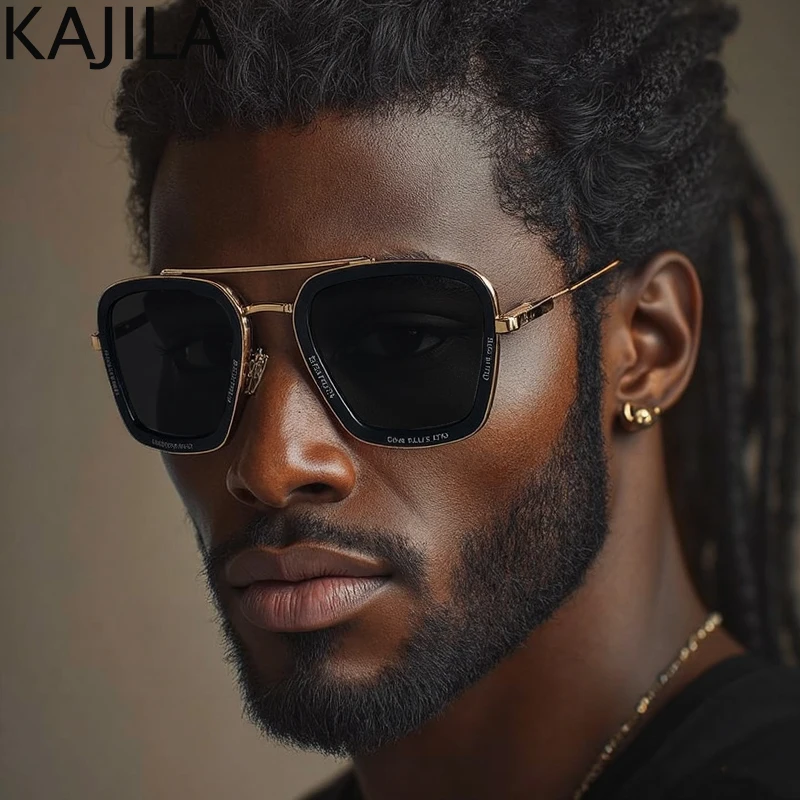 

Classic Steampunk Square Sunglasses Men 2025 Luxury Brand Vintage Metal Frame Double Beam Punk Sun Glasses for Male Shades UV400