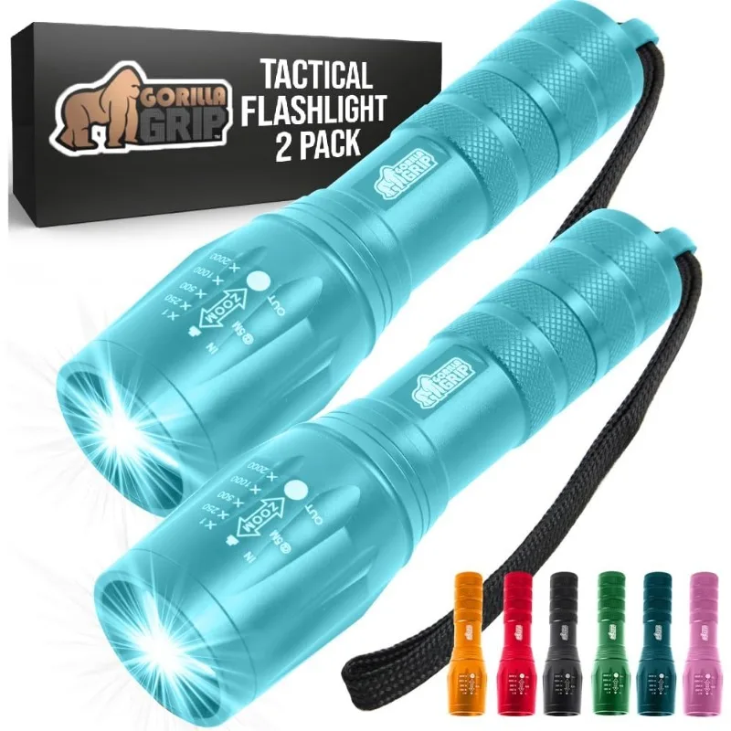 

GORILLA GRIP Мощный светодиодный тактический фонарик, 750 футов, высота люмен, 5 регулируемых режимов, водонепроницаемые, ультра яркие фонарики