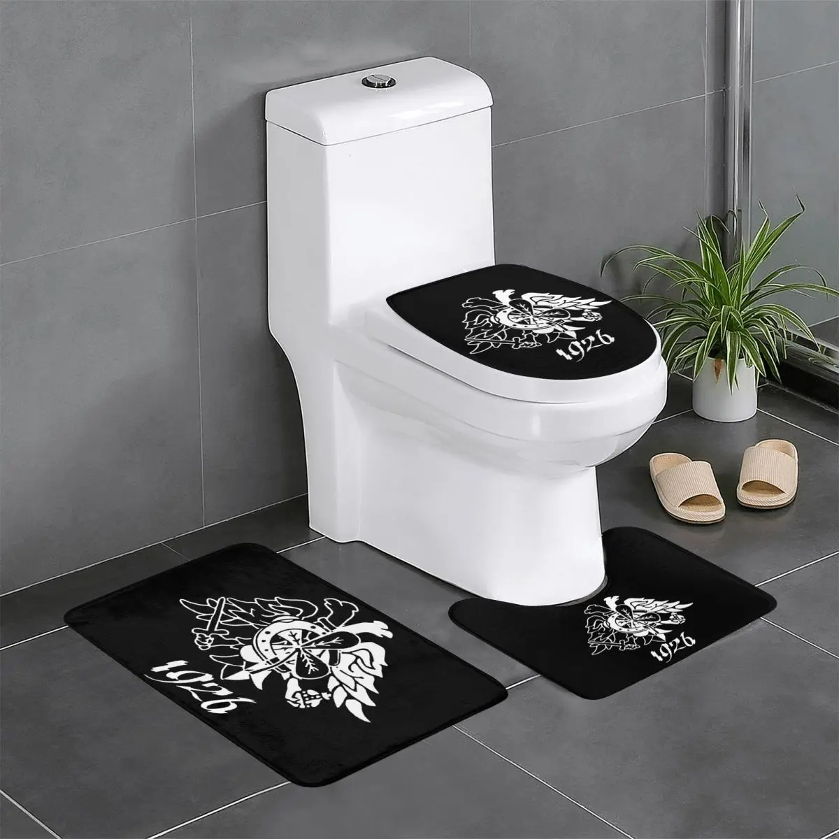 

Paok Thessaloniki Ultras Hooligans 3 Piece Bath Mat Bathroom Set Toilet Lid Cover Home Decor Non-Slip Carpet Floor Rug