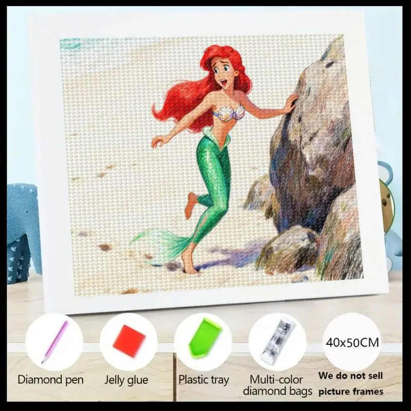 

1PC Disney's The Little Mermaid Ariel 5D Full Drill Diamond Painting Kit, DIY Creative Cartoon Princess Mermaid Rhinestone Gem A