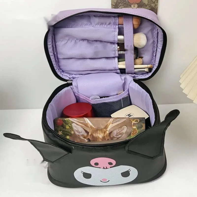 Sanrio Kuromi Makeup Bag Y2k Cartoon Cute Cosmetic Bag Handheld Portable Cosmetic Storage Bag Travel Back To School Organizer