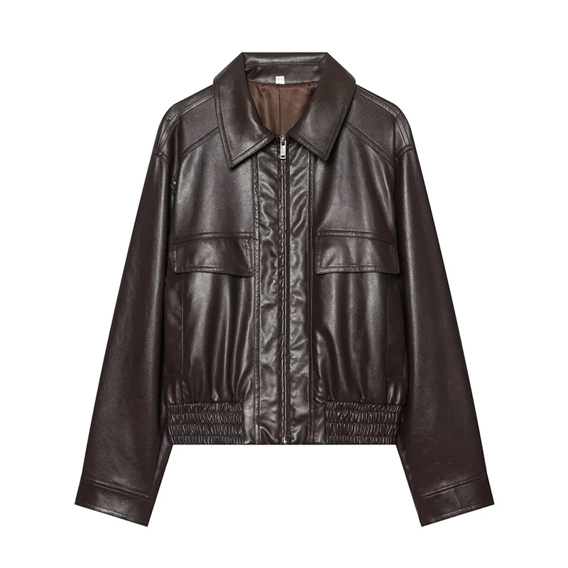 PU leather Jackets Women's Autumn 2026 New Fashion Loose Elegant Unique Youth Warm Jackets Blouse Fall Women's Chic Street Coats