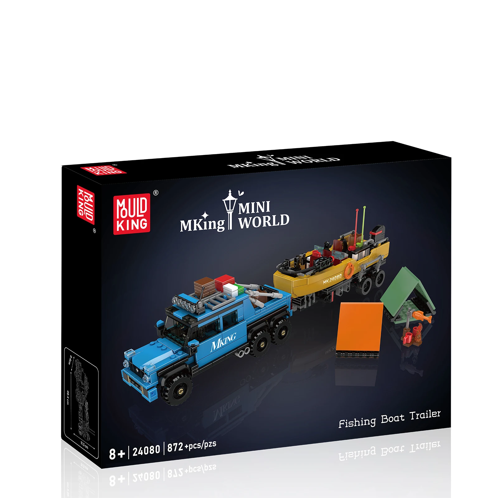 

Mold King 24080 872 шт., модель прицепа для рыбацкой лодки, креативный комплект кирпичей-мини-строительные блоки, сборная игрушка «сделай сам» для детей и взрослых