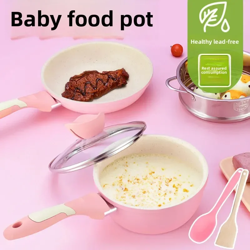 

Maifan Stone Kitchen Soup Non-Stick Frying Pan Set Pot Milk Pan with Handle Lid Pot Cookware Set Cooking Utensils for Kitchen