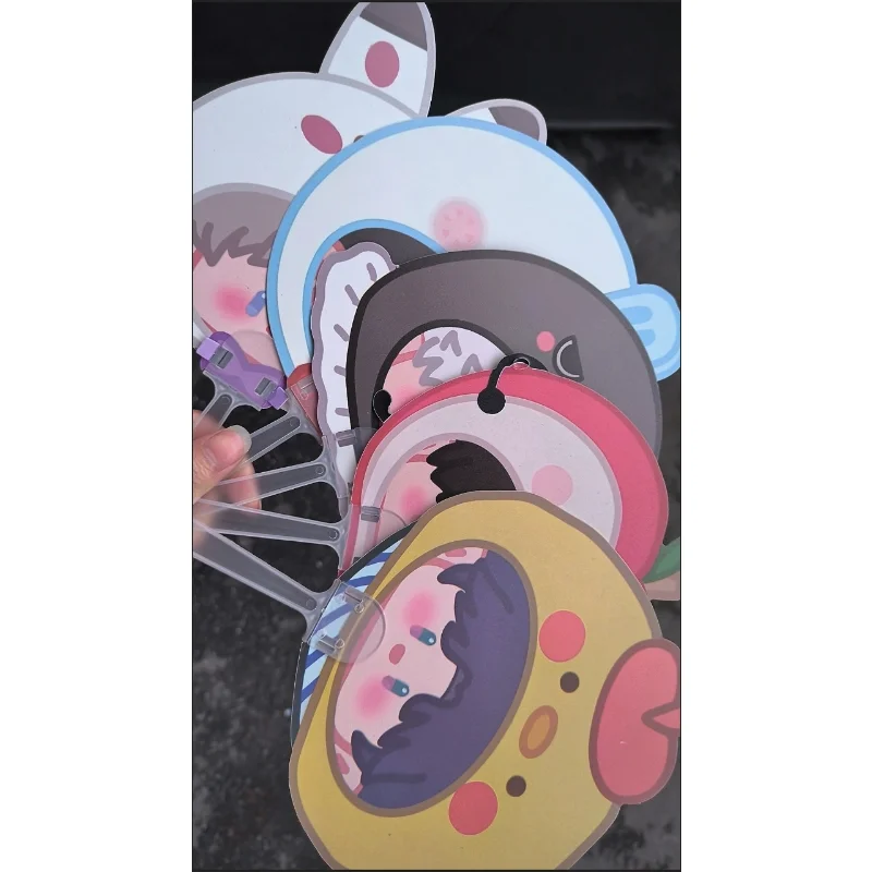 

5 Pieces Game Love and Deepspace Cute Hand Fan Xavier Zayne Rafayel ralayo Sylus Caleb Summer PVC Fan Disk Creative Party Gift