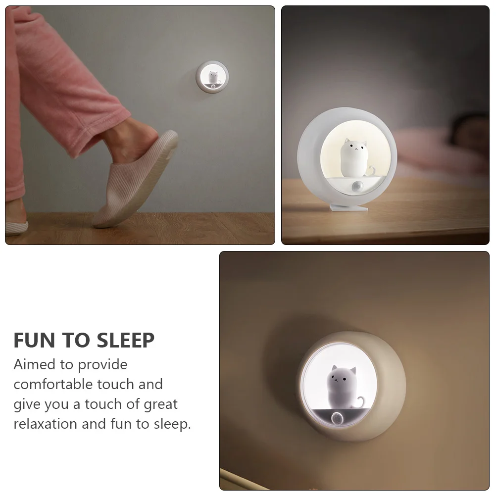 

Cat Night Light Auto Induction LED USB Charging Decorative Home Atmosphere Sleep Aid Light-Control Lamp for Bedroom