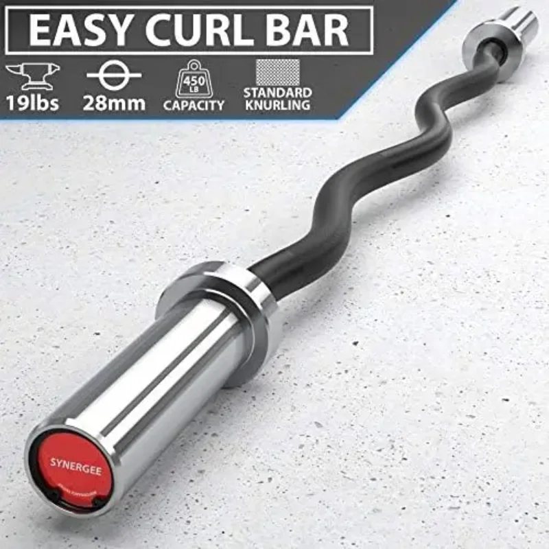 Commercial EZ Curl Bar Chrome & Black Phosphate with Powder Coated Brass Bushings Excellent for Bicep Curls and Triceps Extensio