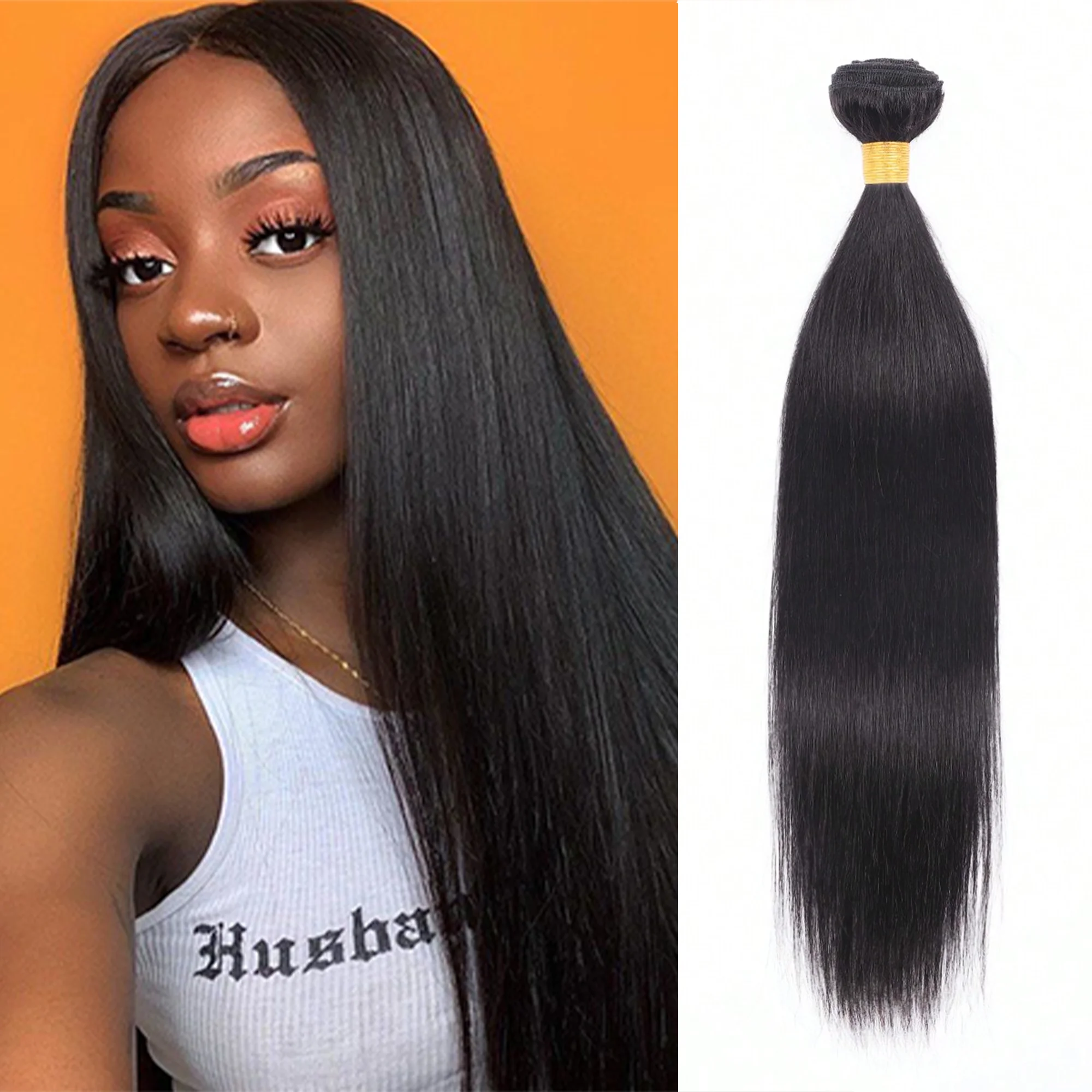 1pc Straight Human Hair Bundles Natural Black Color 10-26Inch Weave Human Hair Extensions For Party preferred as a woman's gift