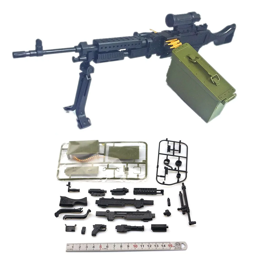 1/6 Scale M240B Machine Gun Assemble Model Puzzles Bricks Military Weapon Sand Table Toy For Action Figure