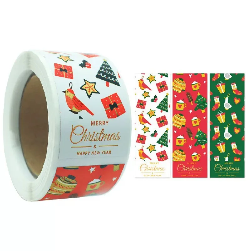 Pegatinas de embalaje de regalo de Navidad, pegatina de sellado de sobres de Papá Noel, etiquetas de decoración navideña