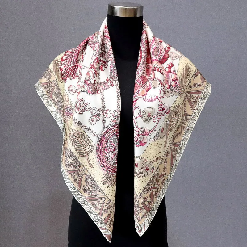 AB Sided Print Mulberry Silk Scarf 90cm Twill Scarves Bandanas Tops Decoration Luxury Designer Neck Shawls Handkerchief 35\