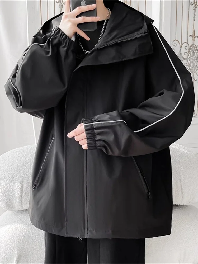 

American Sle y Men's Spring Autumn Jaet Outdoor Climbing Waterproof Windproof Hooded Workwear Faionable Jaet