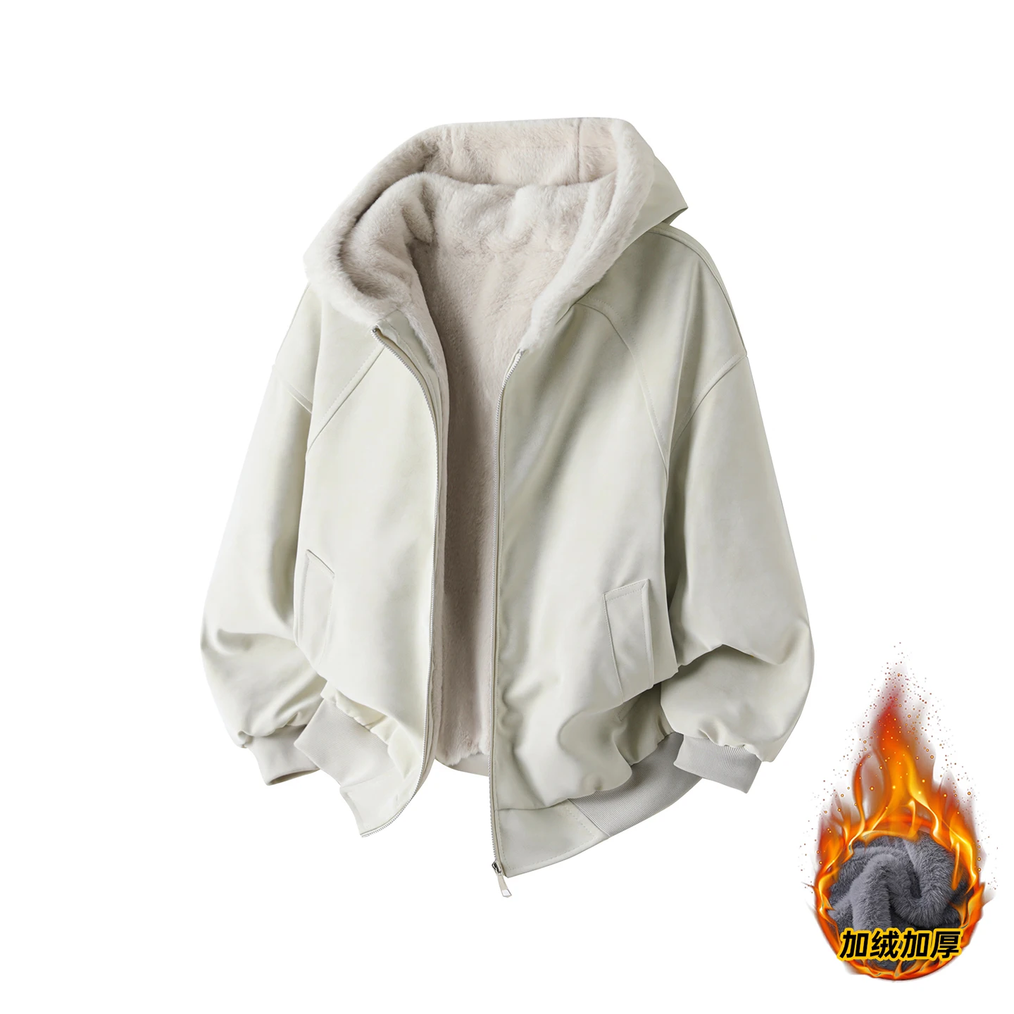 2025 Winter New Men's Cotton Jacket Thickened Plush Warm Trendy Design Windproof and Warm Fabric Youth Casual Jacket