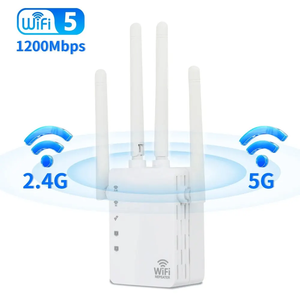 FENVI 1200Mbps Wireless WiFi Repeater Dual-Band 2.4G/5Ghz Wi-Fi Extender Booster Network Amplifier Long Range Signal WiFi Router