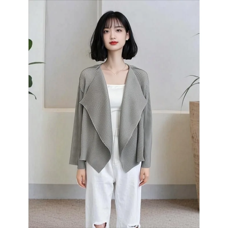 

Miyake плиссированный 2022, осенне-зимний новый плиссированный пиджак, нишевый плиссированный костюм из рыбьей чешуи, высококачественный темпераментный костюм для поездок на работу