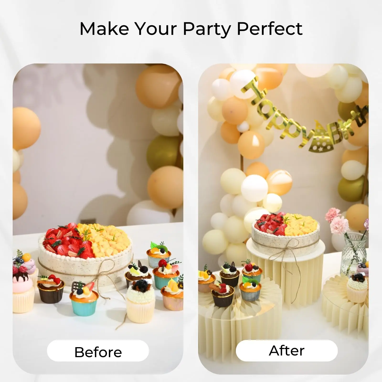 6 stücke Falten Papier Römischen Säule Ornamente Party Hochzeit DIY Dekoration Dessert Kuchen Tisch Stehen Säulen Dekoration Display-ständer – Detail 8