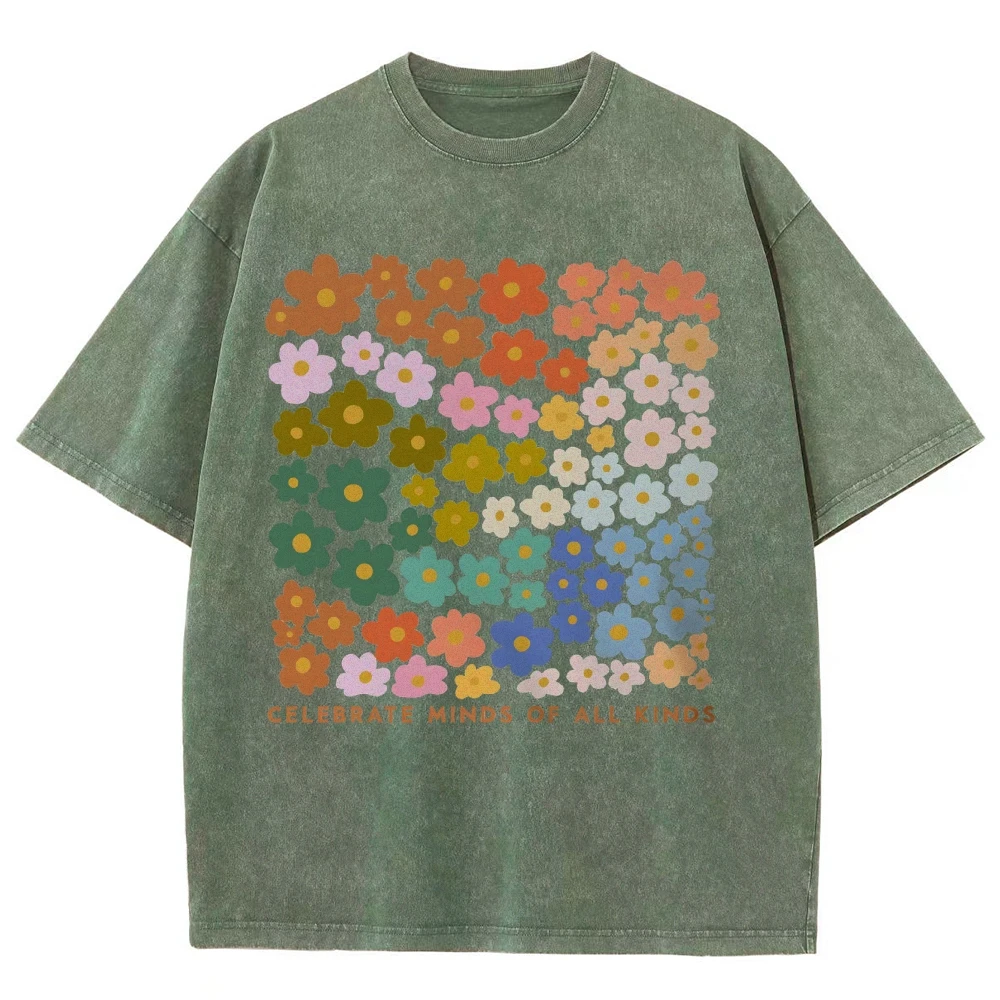 100% Color Flower Letter Print T-Shirt Loose Retro Old Shoulder Wash Couple Clothing Designer New Trend Summer Short Sleeves image 6