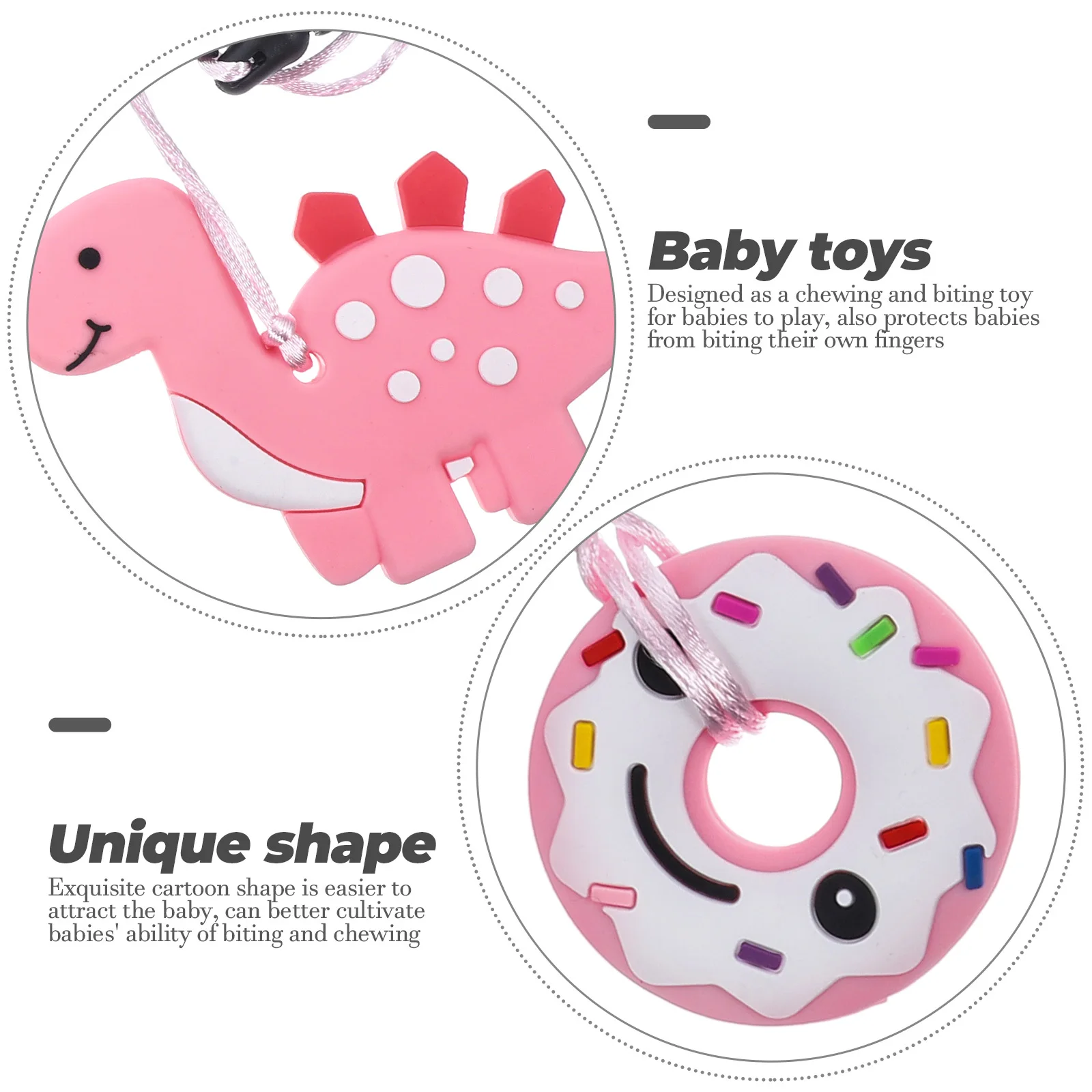 

3Pcs Exquisite Baby Teething Necklace Safe Silicone Teethers Practical Gift Choice Teeth Growth 0-6 6-12 Months
