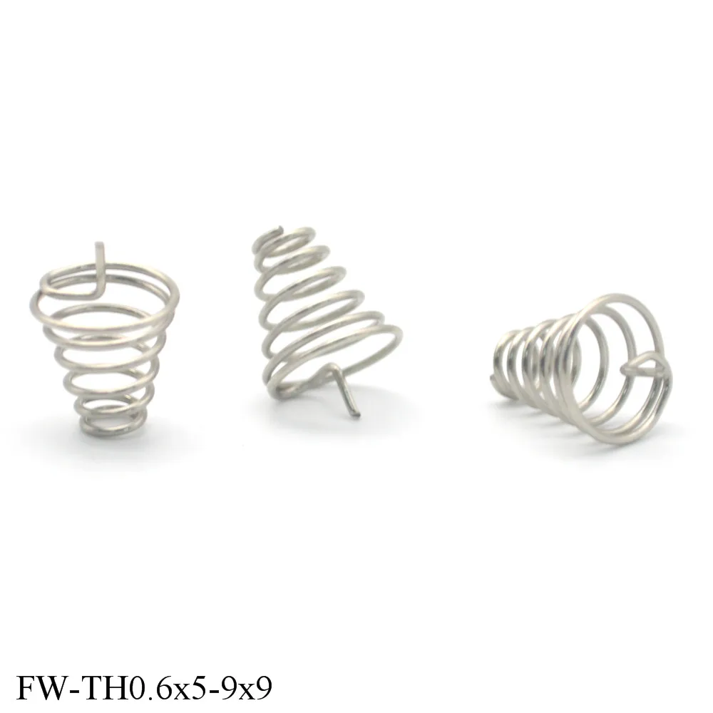 Finewe 10pcs Conical Touch Spring Nickel Plated Steel  PCB Contact Spring OD 5-9mm