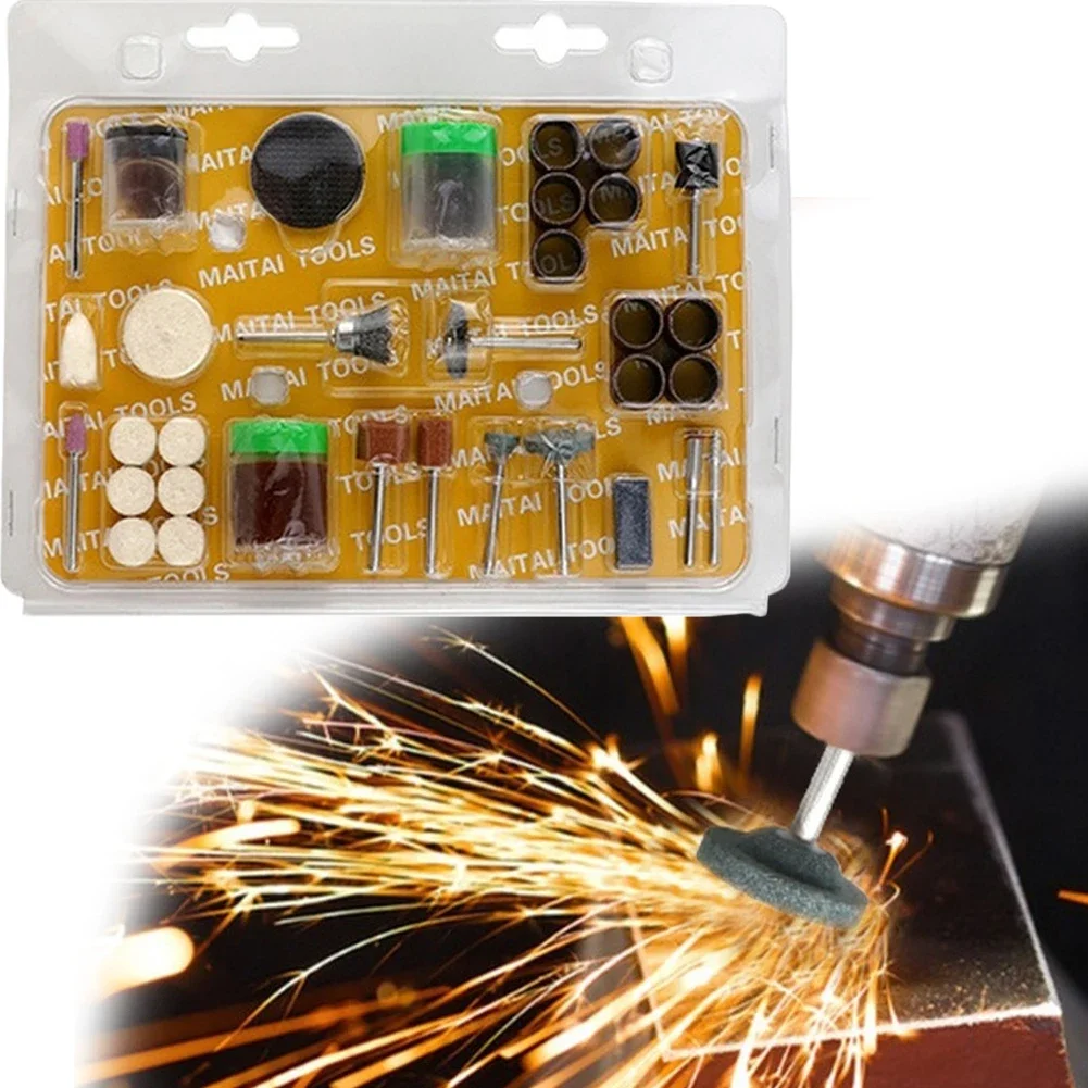 Rotary Tool Grinding Set With Sanding Discs Polishing Wheels And Cutting Accessories For Metal Wood And Jade Surfaces