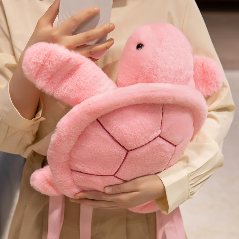 Kawaii tartaruga mochila brinquedos de pelúcia recheado macio animal tartaruga travesseiro almofada decoração para casa presentes aniversário de volta à escola anime presentes
