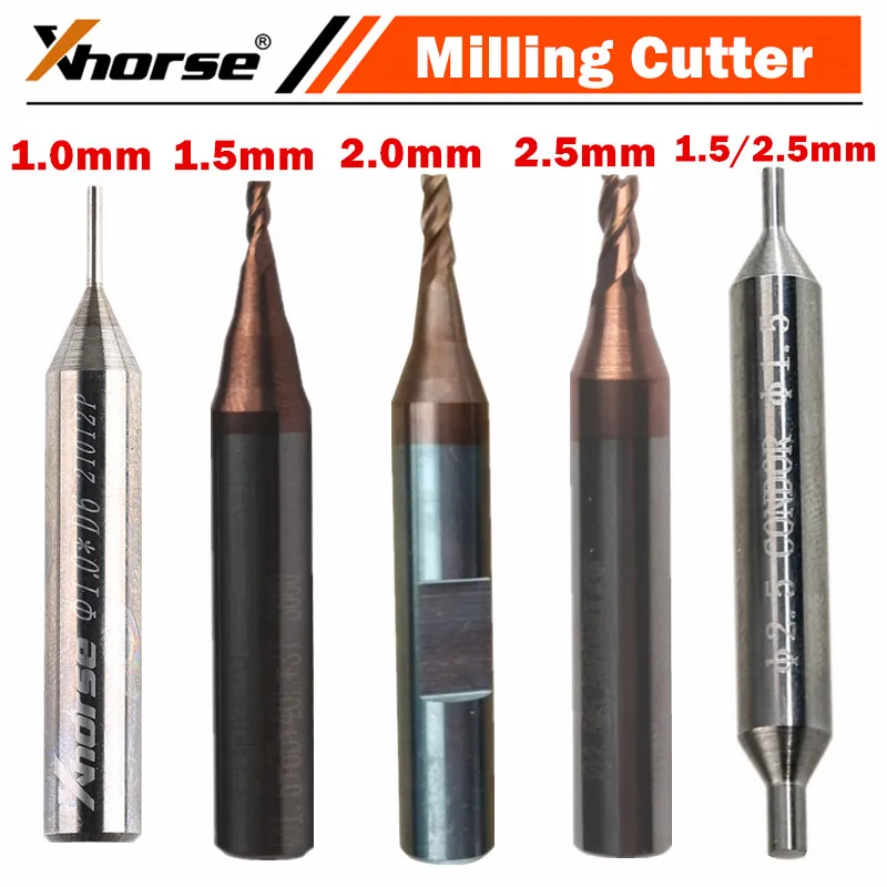 1PCS 1.0mm 1.5mm 2.0mm 2.5mm1.5/2.5mm Milling Cutter for Xhorse CONDOR XC-MINI,Dolphin XP005 XP005L Key Cutting Machine