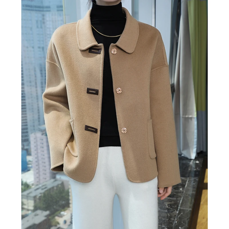 100% Wool Women Trench Coat Casual Women\'s Outerwear Leisure Time Overcoat Autumn Winter Fashion Solid Color Windbreaker Femme