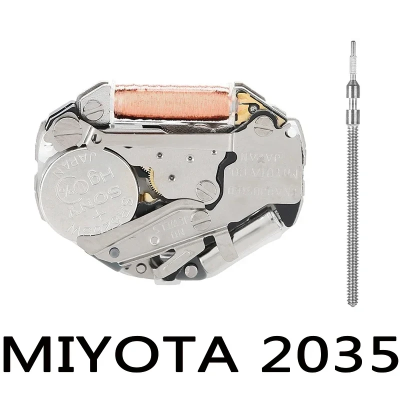 Miyota 2035 relógio de quartzo movimento de três mãos, calendário reparação peças, calendário peças, acessórios de alta qualidade, venda quente, calendário