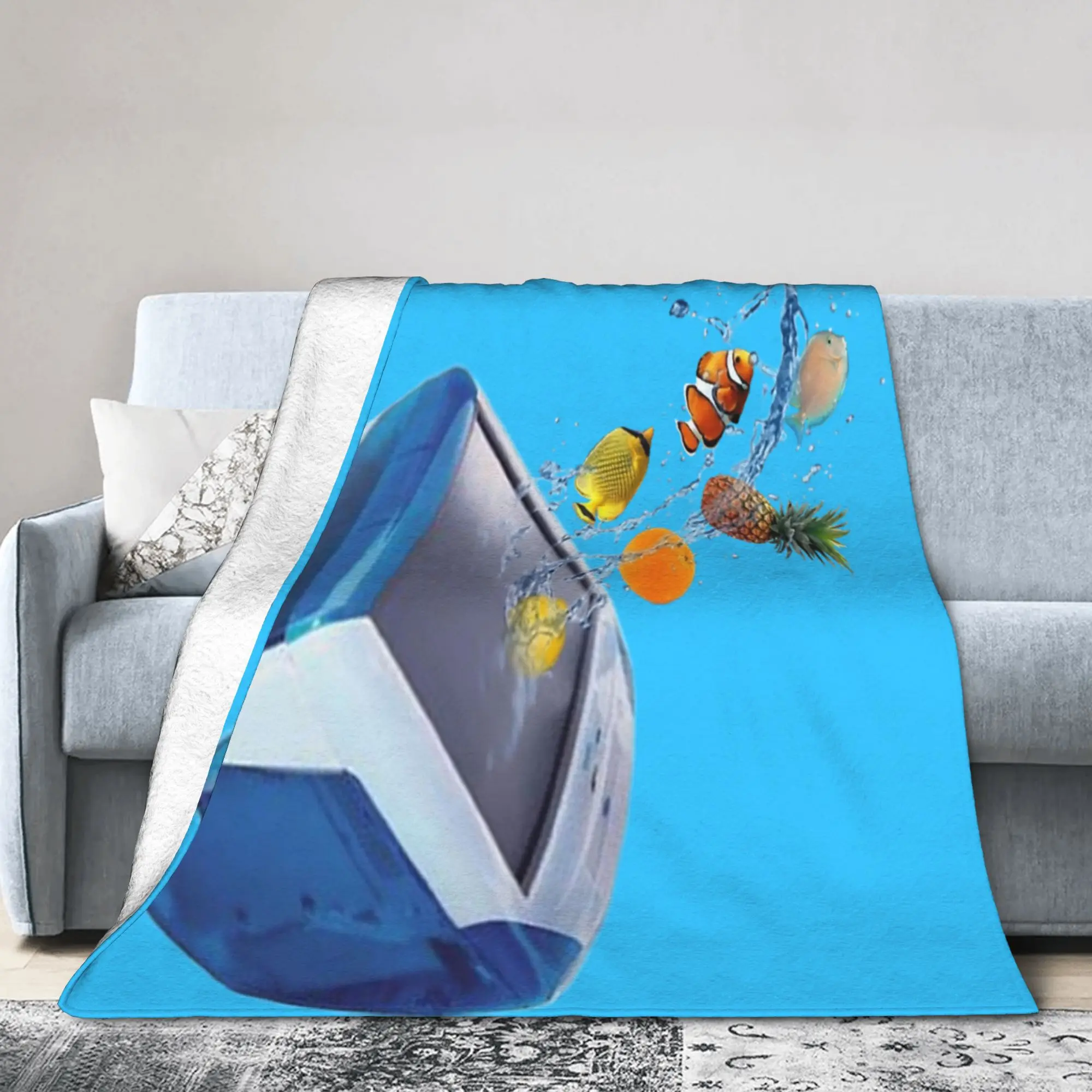 eMachines Frutiger Aero Blanket Cartoon Cute Flannel Throw Blankets Summer Air Conditioning Printed Ultra-Soft Warm Bedspreads