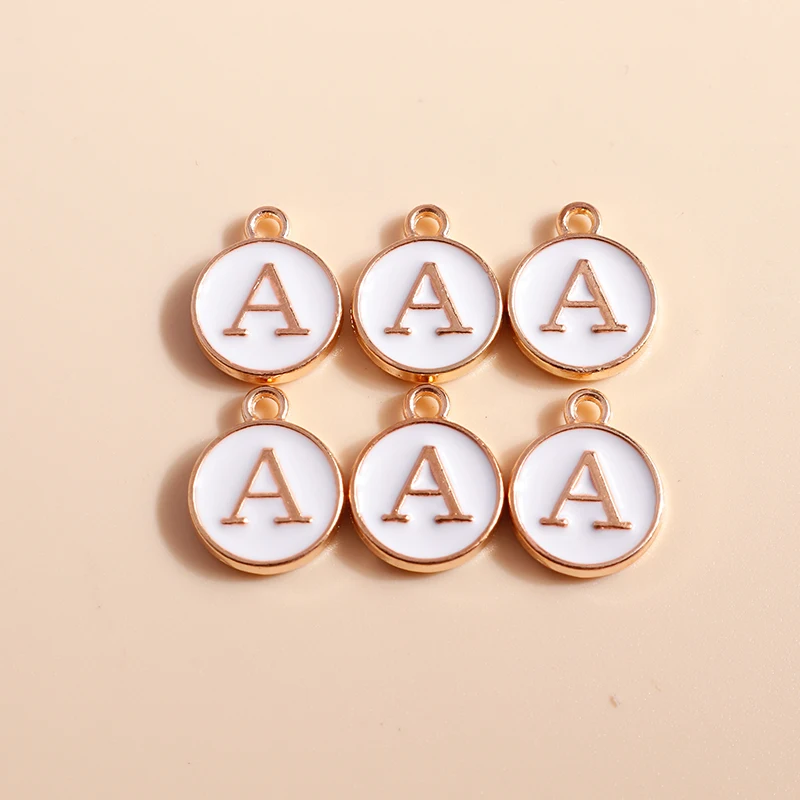 10pcs Cute Mini White Alphabet 26 Letters Charms Pendants for DIY Name Jewelry Necklace Bracelet Earrings Happy Birthday Gifts