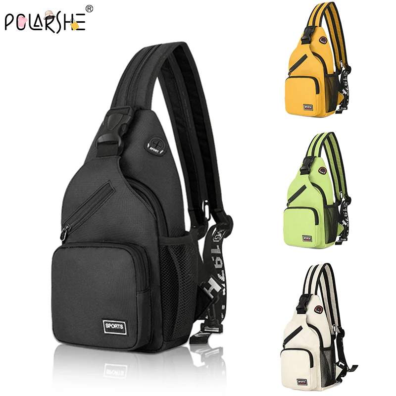 Polarshe Men Chest Bag Crossbody With Earphone Hole Travel Multi-Function Backpack Sports Chest Shoulder Bag Mini Women Belt Bag