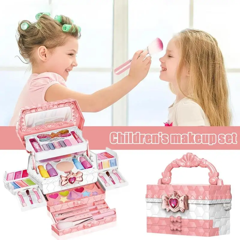 Kids Pretend Makeup Kit Safe Little Girl Makeup Set Kids Washable Makeup Girl Toys Washable Cosmetic Toy Beauty Set Safe Little