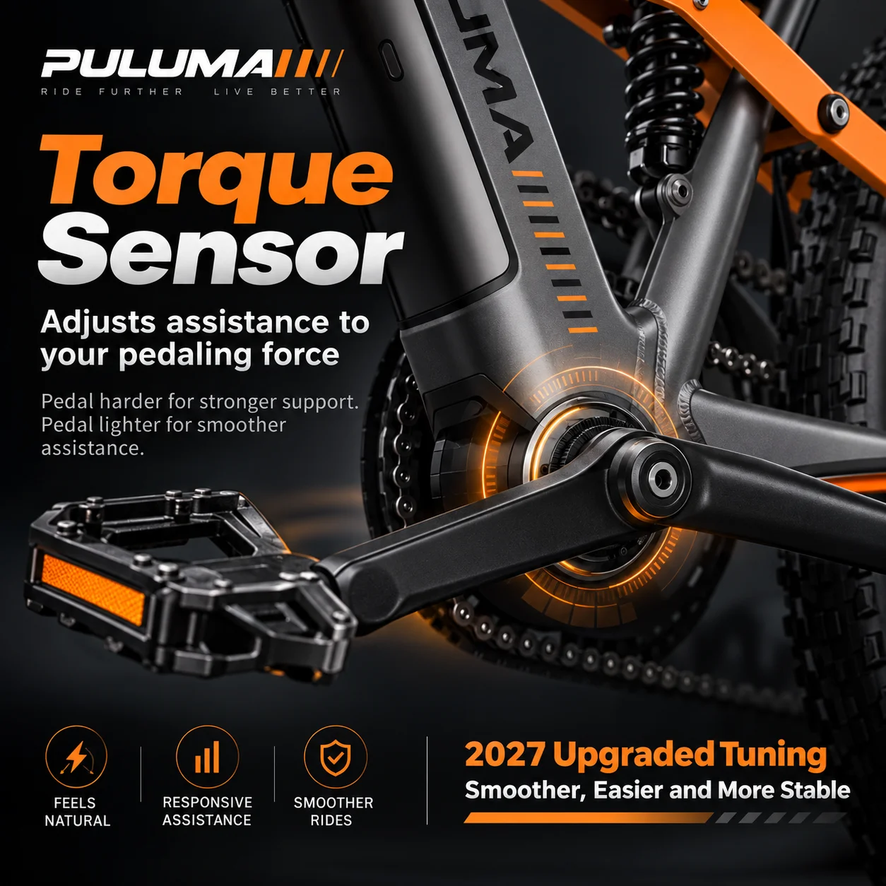 NUOVA Bici Elettrica da Montagna PULUMA PH003 2027 da 27,5 Pollici con Sospensione Completa per Adulti, Batteria Rimovibile 48V 20Ah, Sensore di Coppia, Freni a Disco Idraulici, 7 Velocità, Display
