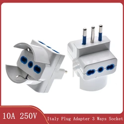 Italy Travel Plug Adapter 3 Ways Socket Multi Port Outlet Italian standard 10A 250V