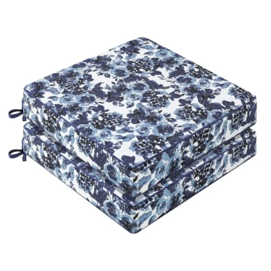 Outdoor Chair Cushion Waterproof Pattern Fade Resistant Cushions for Patio Furniture with Removable Cover Attach Straps 28D Foa