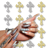 50 vintage cross nail trim, alloy, y2k metal style DIY nail styling trim, punk wind nail flash metal drill fake nail accessories