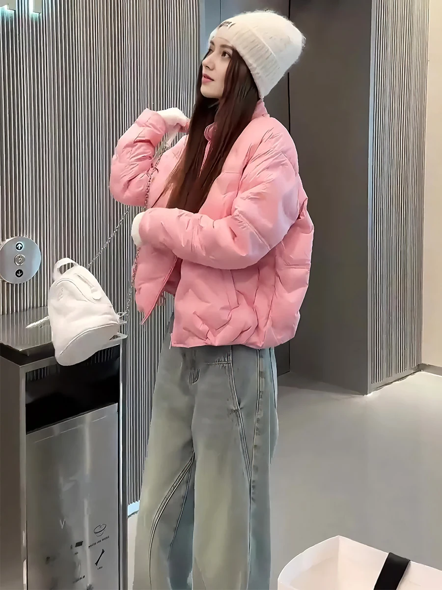 Faionable ligero ort mujer abajo Jaet 2025 invierno nueva llegada cálido Color puro coreano Sle Casual ajuste suelto
