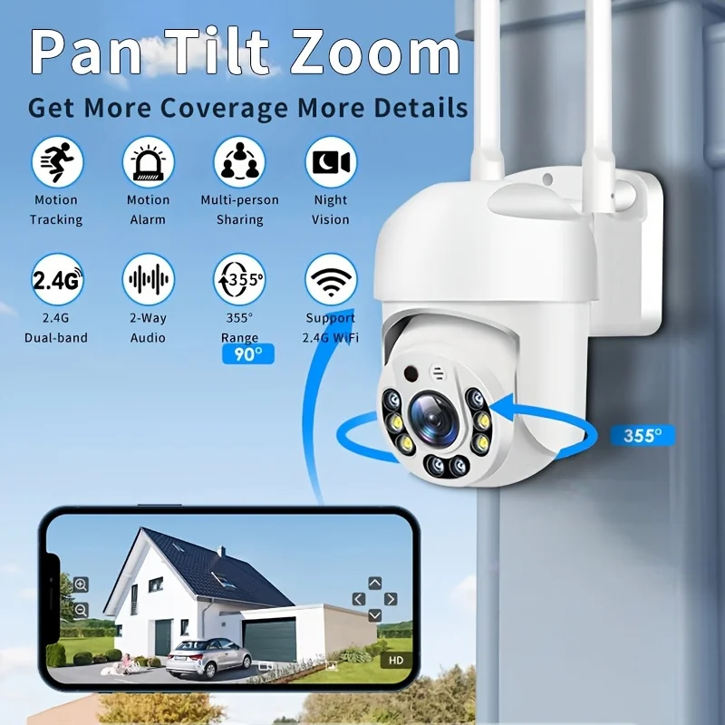 2MP WiFi Smart CCTV Outdoor Wireless Video Surveillance PTZ Camera Yiiot 360 IP Home CCTV Network Security WiFi Camera