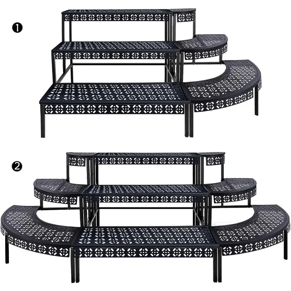 US Shipping 3 Tier Stair Style Large Metal Plant Stand Garden Display Shelf Flower Pot Holder Storage Organizer Rack for