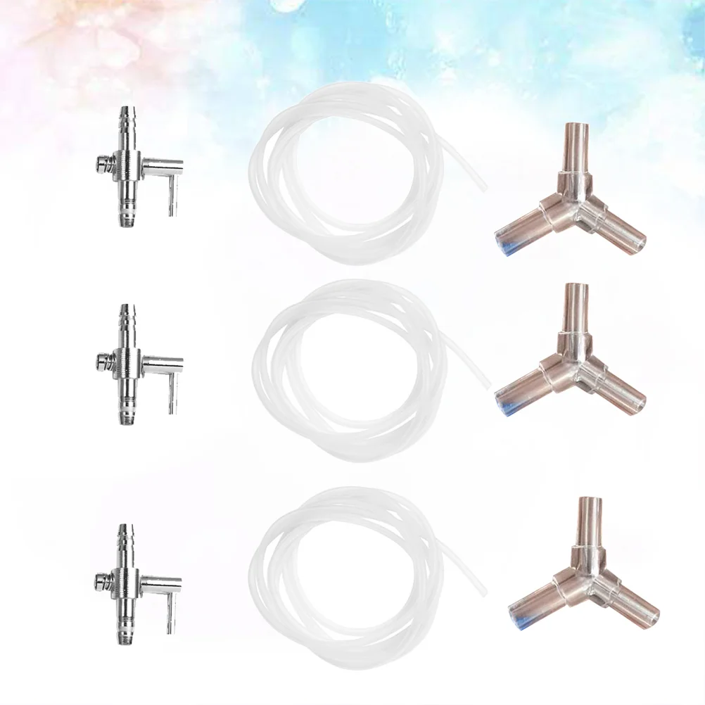 

9 Pcs Oxygen Pump Accessories Fish Tank Check Valve Air Hose Tubing Silver Splitter Connectors Distributor Aquarium for Pet